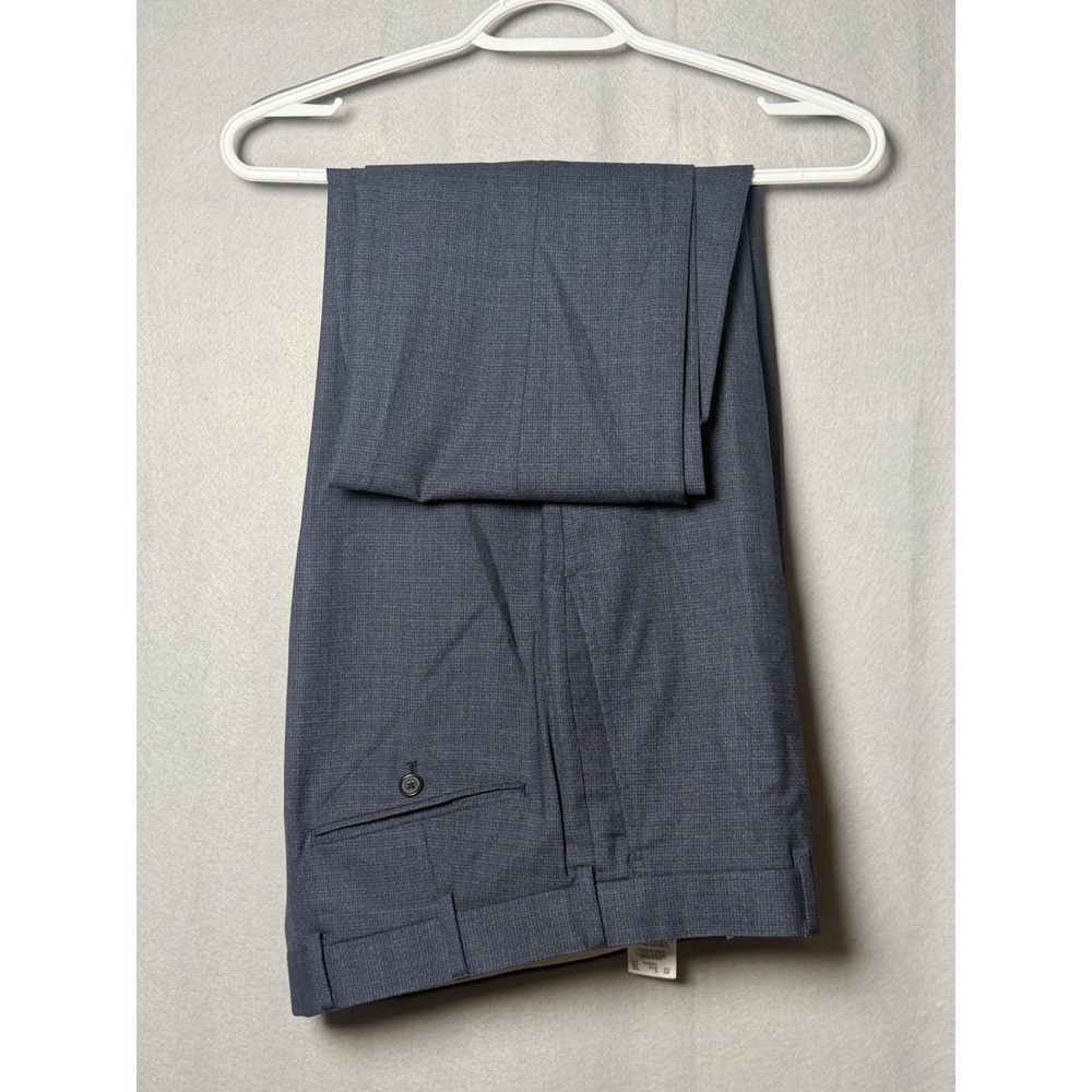 Brooks Brothers Regent Fit Wool Dress Pants Mens 35 Blue Micro Pattern Trousers